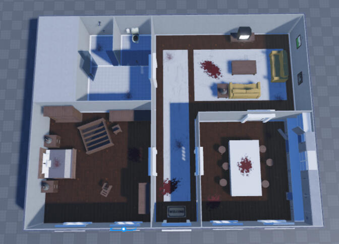 A full room layout for a Horror game