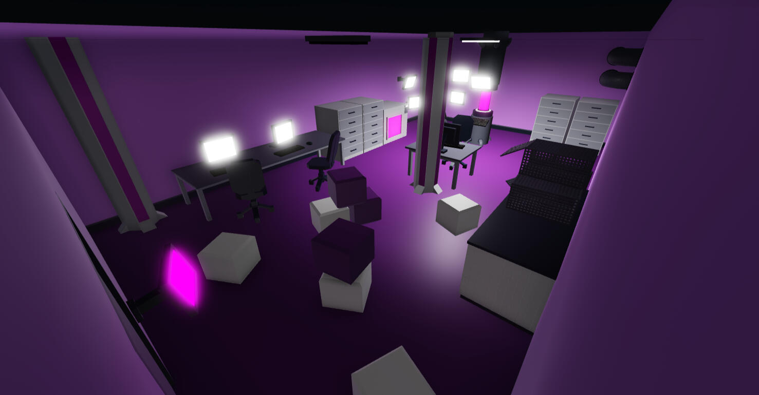 A purple-themed lab room.